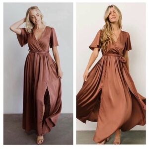 Baltic Born Sicily maxi wrap dress, color rosy brown size extra small